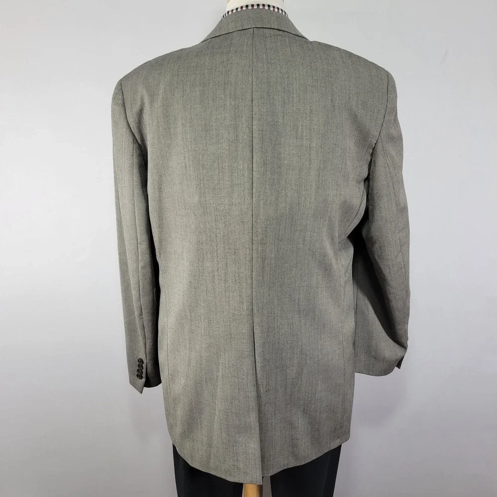 Chaps‎ Ralph Lauren Men's Sport Coat Blazer Three Button Gray Herringbone 42L